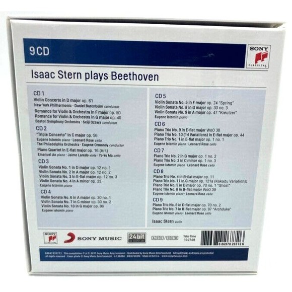 Isaac Stern Plays Beethoven 9 CD Box Set - 24 bit recording! SONY - Like New - Picture 4 of 4